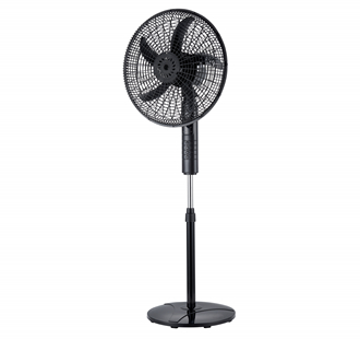 black pedestal fan with button controls - Image 2