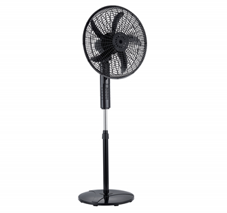 black pedestal fan with button controls - Image 3