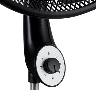 black pedestal fan with a rotary knob - Image 4