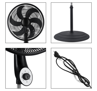 black pedestal fan with a rotary knob - Image 5