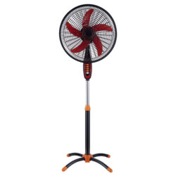 Red four-legged pedestal fan
